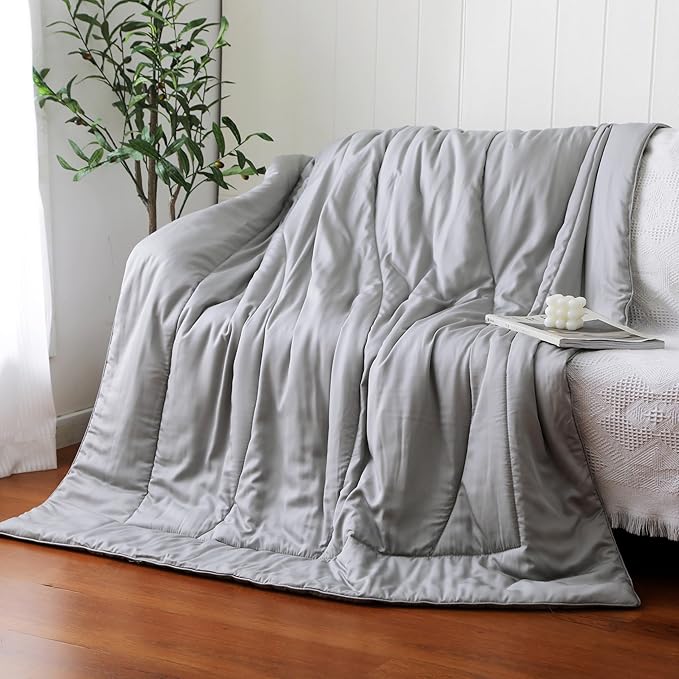 Bamboo Viscose All Season Comforter/Blanket - Ultra Soft & Breathable Comfort - Perfect Medium Weight for Snuggling Without Overheating - Enjoy Cozy Sleep All Night