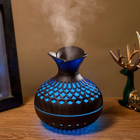 Humidifiers for Bedroom, 300ml Portable Mini Humidifier Wooden Vase Flower Diffuser for Baby Bedroom Travel Office