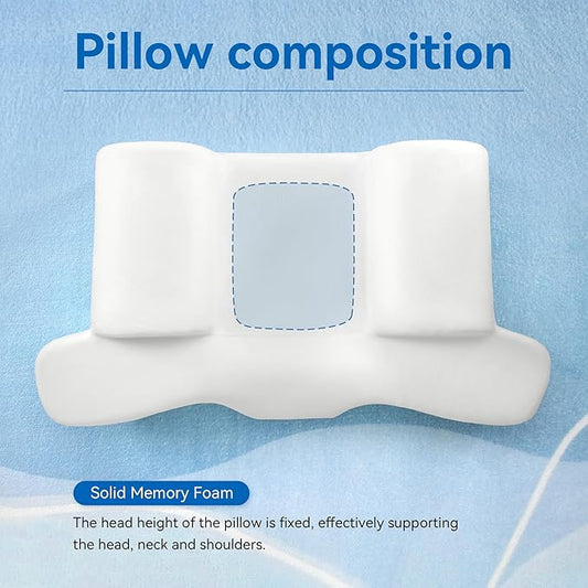 AM AEROMAX Back Sleep Training Pillow Standard Size – Ergonomic Memory Foam for Back Sleepers, Improves Posture, Reduces Neck & Shoulder Pain, Breathable Washable Blue Cover