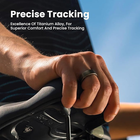 Amazfit Helio Smart Ring Health Tracker, Fitness Tracker Ring, No Subscription, Monitors Sleep, Heart Rate & Stress, Titanium Alloy, Fast 1.4-Hr Charging, Water-Resistant, Size Before You Buy(Size 10)
