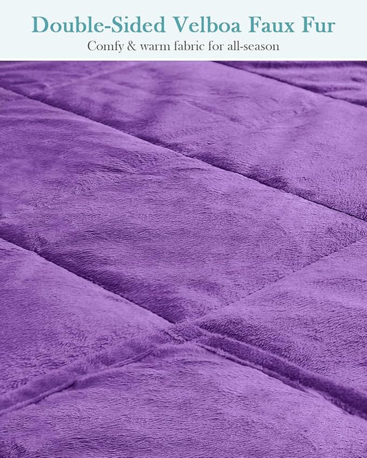 Topblan Weighted Blanket Queen Size 20lbs, Adult Weighted Blankets with Soft Warm Fabric for Sleeping and Calming, Adult Heavy Blanket for Sofa Bed, Purple, 60 x 80 inches