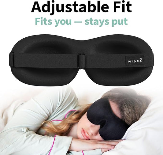 Nidra Contoured Sleep Mask for Side Sleepers – Zero Pressure Fit, Light Blocking Eye Shade for Sleeping & Travel – Blue, Small Size
