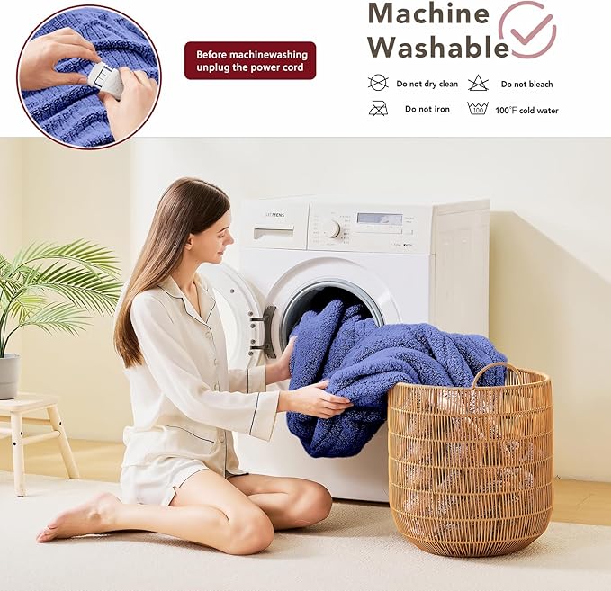 Heated Electric Blanket Full Size - 72"x84" Heating Blanket with 10 Heating Levels & 5 Time Settings Over-Heat Protection, Winter Warmer for Adults with ETL Certification(Navy Blue)