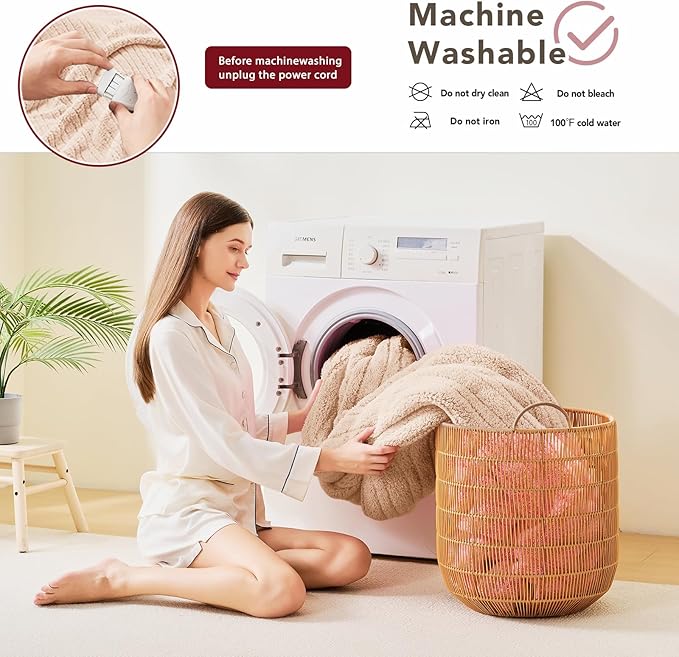 Heated Electric Blanket Queen Size - 84"x90" Flannel Heating Blanket with 10 Heating Levels & 5 Time Settings Over-Heat Protection, Winter Warmer for Adults with ETL Certification(Beige)