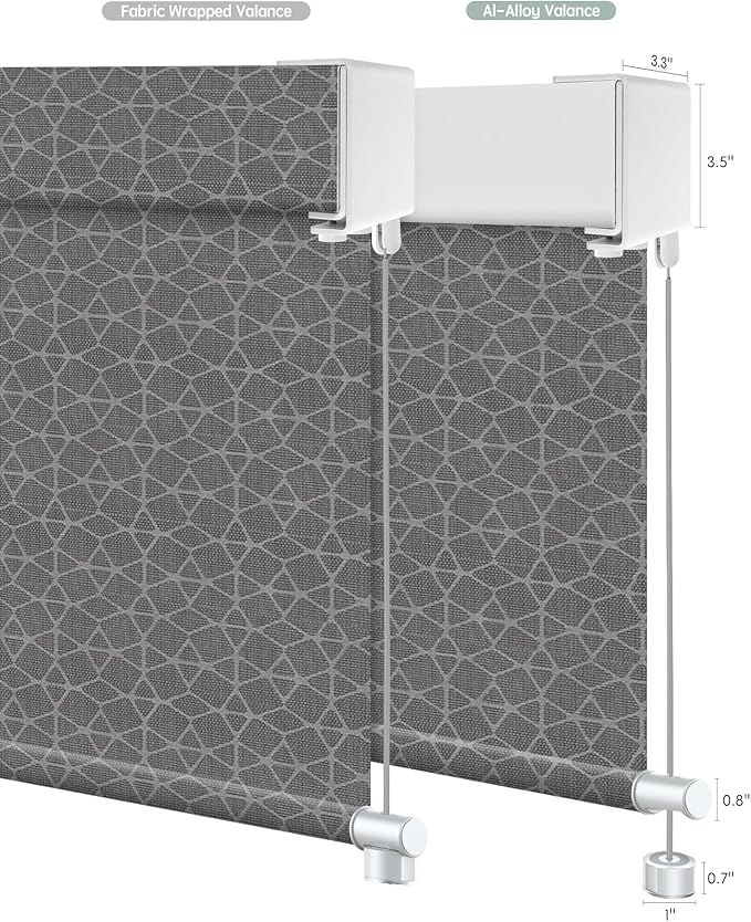 Yoolax Customized Motorized Outdoor Shades, Smart Blinds Compatible with Alexa Google, Remote Control Waterproof Blinds for Patio Porch Windows Outside (3% Openness Geometric Black)