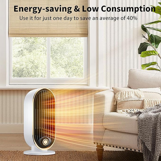 Space Heater, 800 Watts Space Heaters for Indoor Use, Tip-Over Protection, Fast Heat, Thermostat, Desktop and Floor, Small Portable Space Heater for Bedroom, Office, Dorm, Living room, Garage