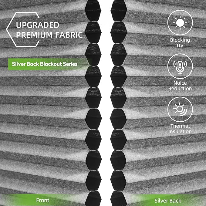 ZSTARR Motorized Skylight Shades Blackout Cellular Honeycomb Electric Blinds with Solar Panel Cordless Rechargeable with Remote for Roof and Slanted Windows (Blackout Silver Grey)