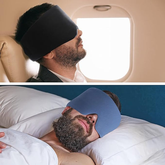 FRESHME Pure Handmade Cotton Sleep Mask - Blackout Eye Mask with Adjustable Velcro Soft and Comfortable Eye Blinder Shade for Men Women Travel Office Nap Airplane Blue