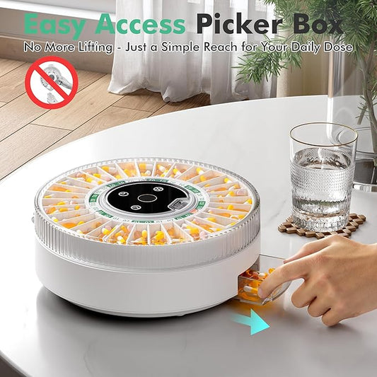 PillCalendar Bluetooth Automatic Pill Dispenser for Elderly with Alarm, Smart Pill Dispenser with 31-Slot, Fingerprint& Mechanical Dual Lock Medication Dispenser, Timed Dispenser Machine (Green)