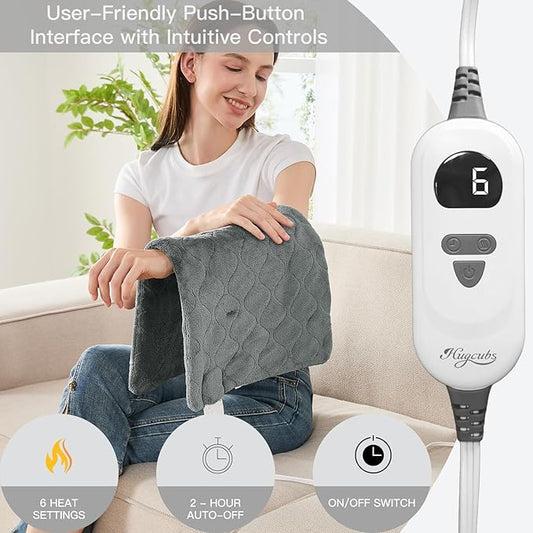 Heating Pad for Back Pain Relief fsa Eligible Items only List 12 x 24, Portable Heating Pad for Shoulder, Neck, Cramp, Menstrual Pain, with Upgraded 4 Timer & 6 Temperature Controller