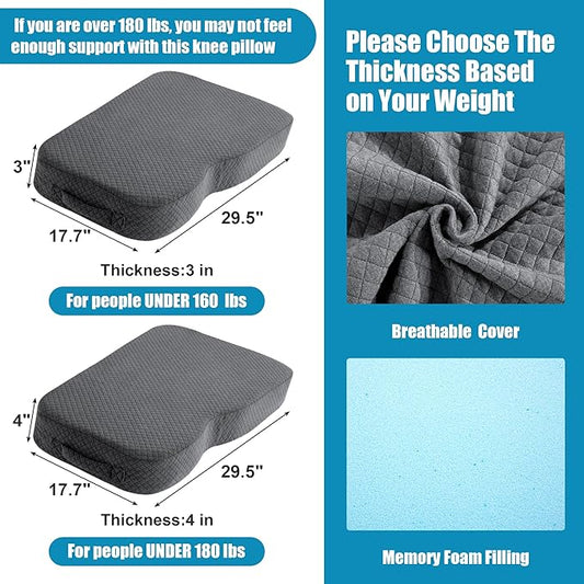 HOMBYS Memory Foam Knee Pillow for Side Sleepers, Leg Pillow for Knee, Separates The Knees for Body Alignment-Between Leg Pillow for Lower Back Pain Relief and Pregnancy Support -(18"x30"x4", Grey)