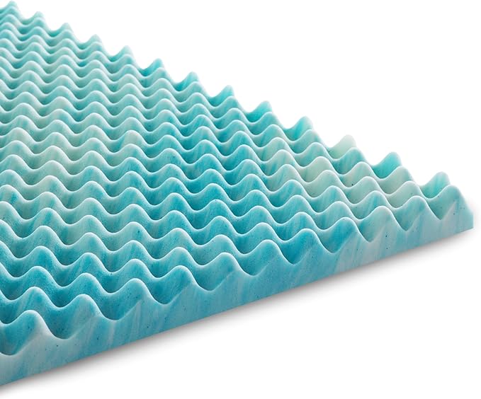 Linenspa 3 Inch Convoluted Gel Swirl Memory Foam Mattress Topper - Promotes Airflow - Relieves Pressure Points - Twin