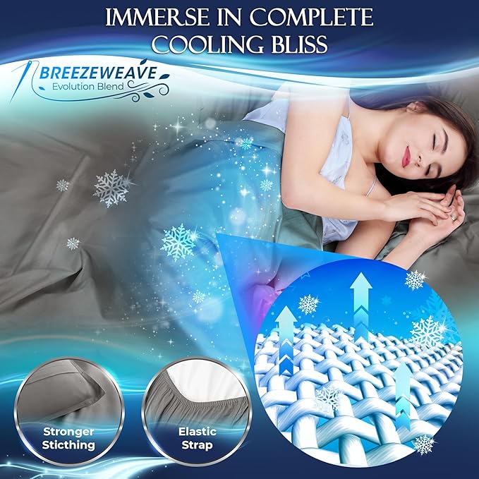 DECOLURE Cooling Bed Sheets Twin Set 3pcs - Luxurious & Ultra-Soft Twin Size Cooling Sheets for Hot Sleepers - Comfortable Cool Bamboo Viscose Microfiber Sheets Twin Size w/Deep Pockets (Cool Grey)