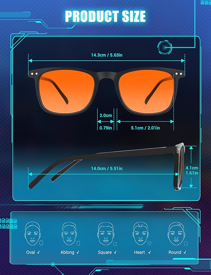 TIJN Sleep Glasses for 99% Blue Green Light Blocking Red Lens for Computer Gaming Screen Fatigue UV Protection