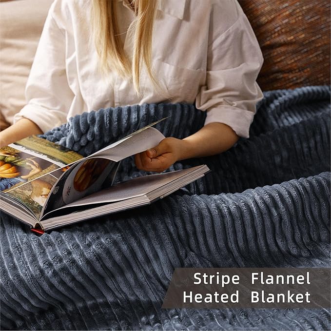 Heated Blanket King Size 100"x90",ETL Certification-10 Heating Levels Electric Blanket&1-10 Hour Auto Off,Heating Blanket with Dual Controller (Dark Blue)