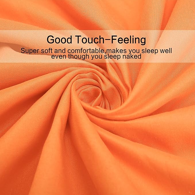 4 Piece Bed Sheet Set (Full,Orange) 1 Flat Sheet,1 Fitted Sheet and 2 Pillow Cases,Brushed Microfiber Luxury Bedding with Deep Pockets