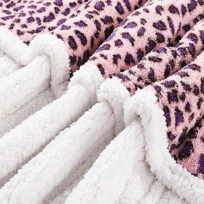 Electric Heated Blanket Full Size 72"×84" with 9 Heating Levels & 1-10Hs Auto Off, Plush Sherpa, Energy Efficient, Machine Washable, for Couch & Bed, Leopard Print Pink & Purple