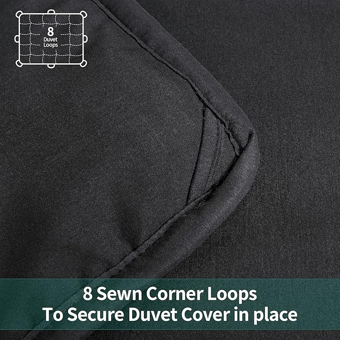 HOMBYS Oversized King Comforter 128x120, Lightweight Quilted Down Alternative Duvet Insert for All Season,Black,8 Corner Tabs