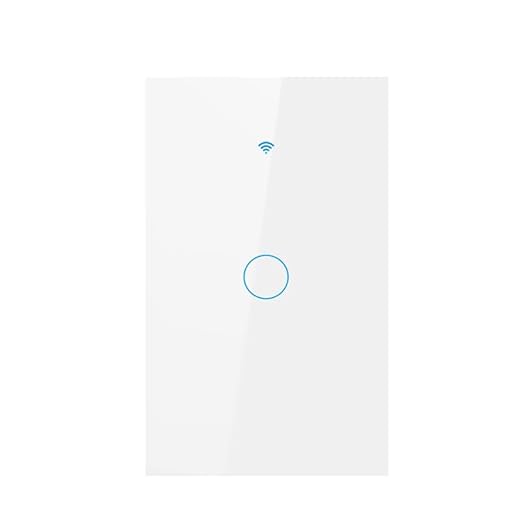 WiFi Smart Wall Light Switch,US Standard ，Voice Control ，Tempered Glass Panel, 2.4GHz Wi-Fi Touch Switches, Remote Control Smart Life/Tuya App, (1Gang-White)