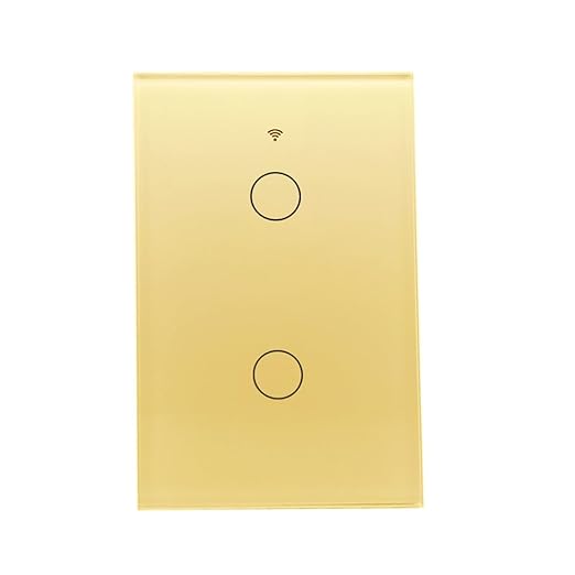 Tuya WiFi Smart Wall Light Switch Glass Screen Touch Sensor Panel Wireless Electrical Control by Voice Control Gold 2-Gang