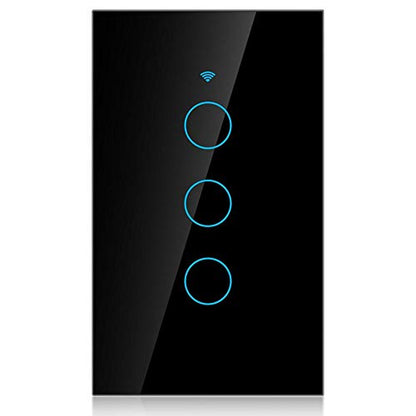 WiFi Touch Screen Switch Smart Single Circle for Voice Control - 3-Way Wireless Switch, ABS Fireproof, App Supported, 22 Languages, Compatible with SIRI