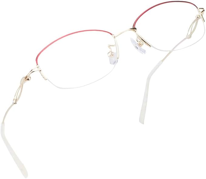 LifeArt Alloy Semi-Rimless Reading Glasses,Blue Light Blocking Glasses, Anti Eyestrain, Computer Gaming Glasses, TV Glasses for Women Men, Anti Glare (Golden, +3.00 Magnification)