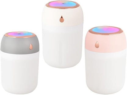 Portable Mini Humidifier for Bedroom, Office, Car, USB Personal Humidifier with LED Lights, 330ML Capacity, Auto Shut-Off, Aromatherapy Diffuser