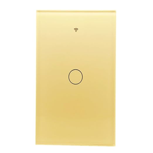 Tuya WiFi Smart Wall Light Switch Glass Screen Touch Sensor Panel Wireless Electrical Control by Voice Control Gold 1-Gang