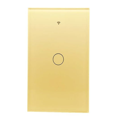 Tuya WiFi Smart Wall Light Switch Glass Screen Touch Sensor Panel Wireless Electrical Control by Voice Control Gold 1-Gang