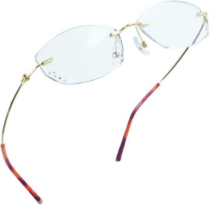 LifeArt Blue Light Blocking Glasses,Computer Reading Glasses,Rimless Frame Tinted Lens with Diamond,Stylish for Women (+2.50 Magnification)