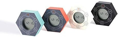 Hexagon Rotating Productivity Clock, Pomodoro Timer with 5,15, 30, 45, 60 Minute Presets, Timer for People with ADHD (White)