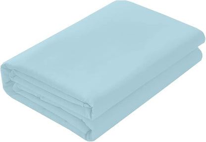 Cot Sheet and Pillow Case 4 Piece Set - 1 cot Fitted Sheet 33" x 75", 1 cot Flat Sheet 64"x 94", 2 Pillow Cases 20"x 30" Perfect for Folding Guest Bed Frame,Rollaway Beds (Light Blue Solid)