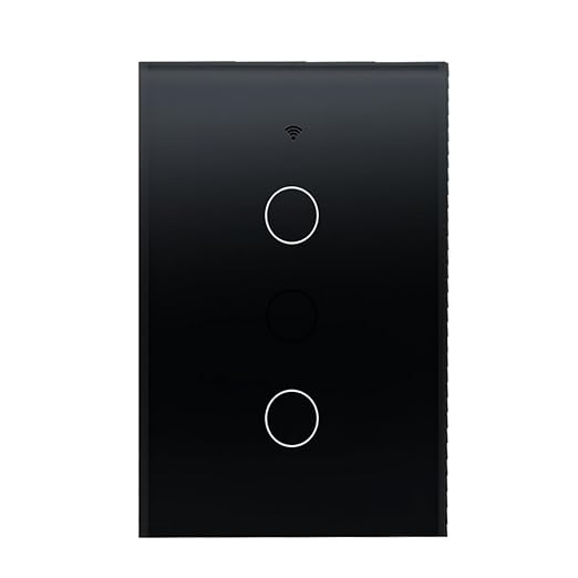 Tuya WiFi Smart Wall Light Switch Glass Screen Touch Sensor Panel Wireless Electrical Control by Voice Control Black 2-Gang