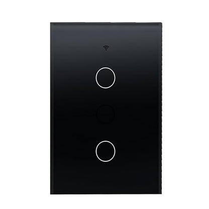 Tuya WiFi Smart Wall Light Switch Glass Screen Touch Sensor Panel Wireless Electrical Control by Voice Control Black 2-Gang