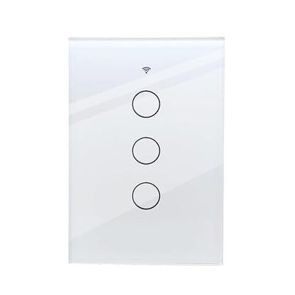 Tuya WiFi Smart Wall Light Switch Glass Screen Touch Sensor Panel Wireless Electrical Control by Voice Control White 3-Gang