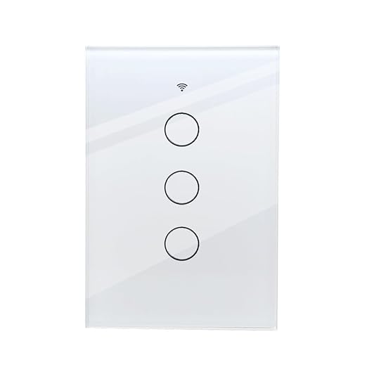 Tuya WiFi Smart Wall Light Switch Glass Screen Touch Sensor Panel Wireless Electrical Control by Voice Control White 3-Gang