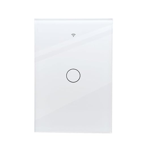 Tuya WiFi Smart Wall Light Switch Glass Screen Touch Sensor Panel Wireless Electrical Control by Voice Control White 1-Gang