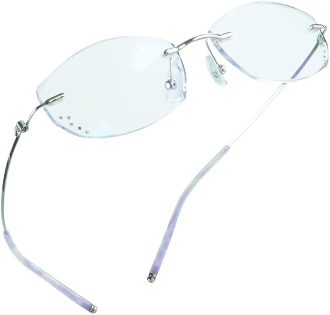 LifeArt Blue Light Blocking Glasses,Computer Reading Glasses,Rimless Frame Tinted Lens with Diamond,Stylish for Women (+4.00 Magnification)