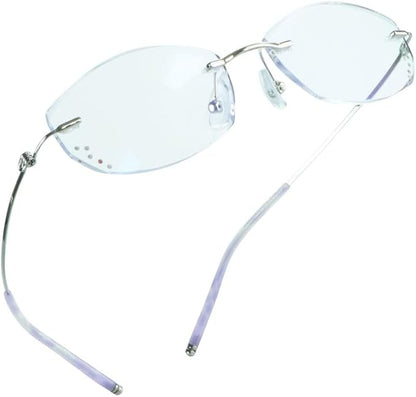 LifeArt Blue Light Blocking Glasses,Computer Reading Glasses,Rimless Frame Tinted Lens with Diamond,Stylish for Women (+1.50 Magnification)