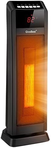 GiveBest Space Heater for Large Room, 24" Ceramic Heater with Remote Control 1H to 8H Timer ETL Certified Digital Oscillating Heater with Overheat Protection Tip-Over Switch for Indoor Use