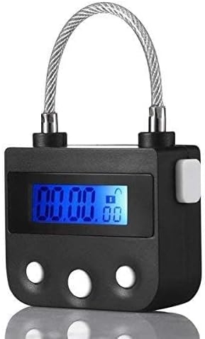 99 Hours Max Timing Lock - Flexible Braided Steel Cable Time Out Padlock with LCD Display (Black)