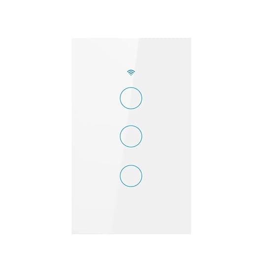 WiFi Smart Wall Light Switch,US Standard ，Voice Control ，Tempered Glass Panel, 2.4GHz Wi-Fi Touch Switches, Remote Control Smart Life/Tuya App, (3Gang-White)