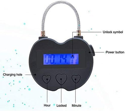Timer Padlock Timer Lock 99 Hours Electronic Timer USB Rechargeable Electronic Temporary Timer Lock with LCD Display (White)