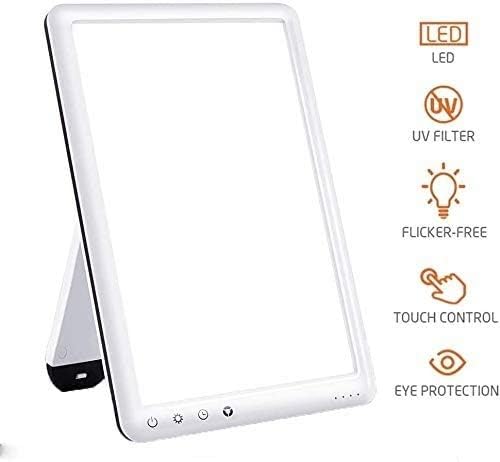 Light Therapy Lamp, Ultra-Thin UV-Free 10000 Lux Therapy Light, Timer Function, Adjustable Brightness Levels, for Home/Office Use