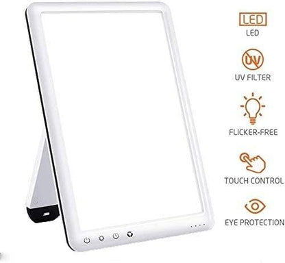 Light Therapy Lamp, Ultra-Thin UV-Free 10000 Lux Therapy Light, Timer Function, Adjustable Brightness Levels, for Home/Office Use