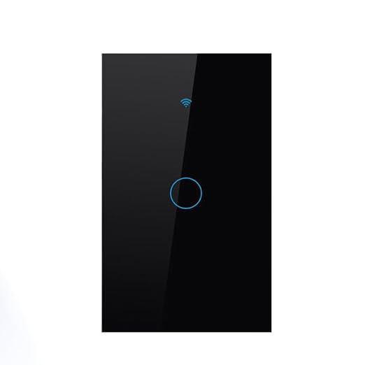WiFi Smart Wall Light Switch,US Standard ，Voice Control ，Tempered Glass Panel, 2.4GHz Wi-Fi Touch Switches, Remote Control Smart Life/Tuya App, (1Gang-Black)