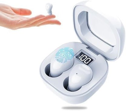 Invisible Sleep Earbuds, Smallest Sleep Headphones for Side Sleepers Low Profile Micro Tiny Discreet Hidden Earbuds for Work, Wireless Mini IPX5 Waterproof for Small Ear Canals, Deep White