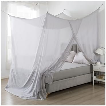 Silver EMF Protection Canopy Bed Drapes - Faraday Mesh Shielding Netting for RF Protection, Queen & Twin Sizes, Fabric Bed Canopy for Enhanced Safety