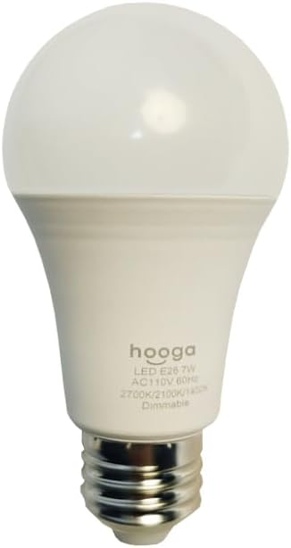 hooga Circadian Rhythm Full Spectrum LED Light Bulb - 2700K, 2100K, 1400K, Flicker-Free, Blue Light Free Night Mode, 7W Energy Efficient Warm White for Sleep, Relaxation & Focus - 2 Pack