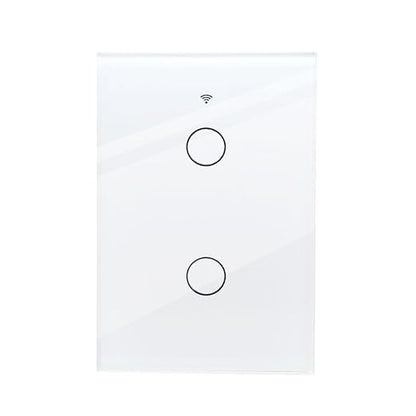 Tuya WiFi Smart Wall Light Switch Glass Screen Touch Sensor Panel Wireless Electrical Control by Voice Control White 2-Gang